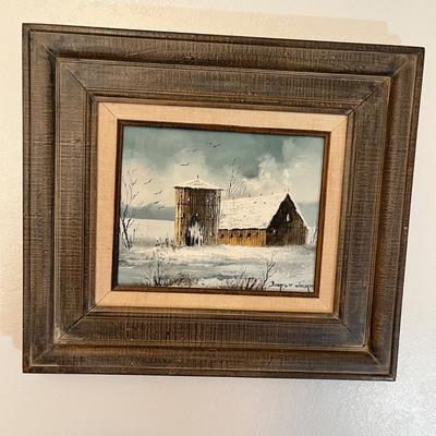 Lot 293 Winter farm scene oil painting