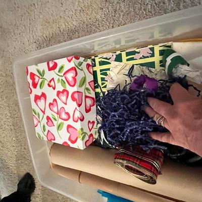 Lot 295 Long box of Christmas gift wrap & bags