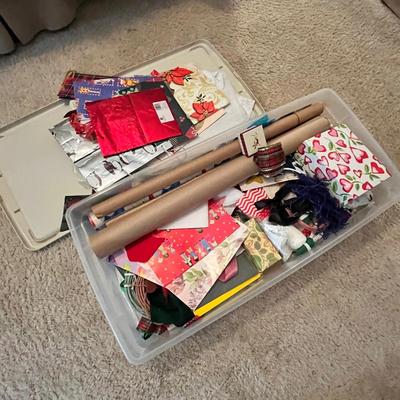 Lot 295 Long box of Christmas gift wrap & bags