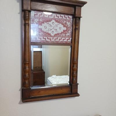 ANTIQUE WALL MIRROR WITH HAND CRAFTED DOLIE