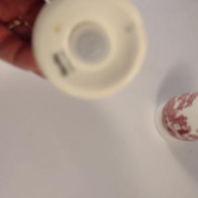 Sale Photo Thumbnail #1224: Spode England Porcelain Salt and Pepper Shaker Set- 'Pink Tower' Pattern