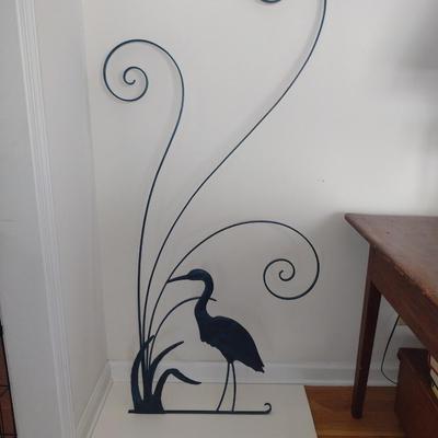 Sale Photo Thumbnail #1237: Metal Architectural Decor- Crane Design- Approx 58" Tall.  Item was an insert for glass door.