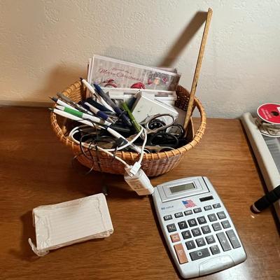 Lot 308 Basket of office supplies
