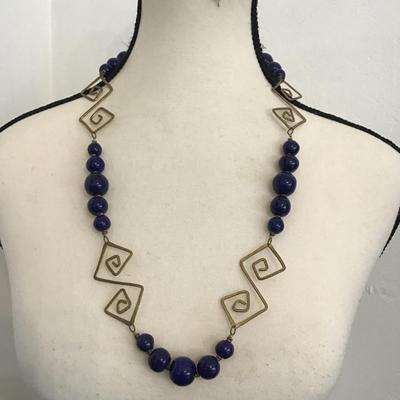Sale Photo Thumbnail #144: Beautiful blue glass beaded vintage necklace. Please see attached photos.