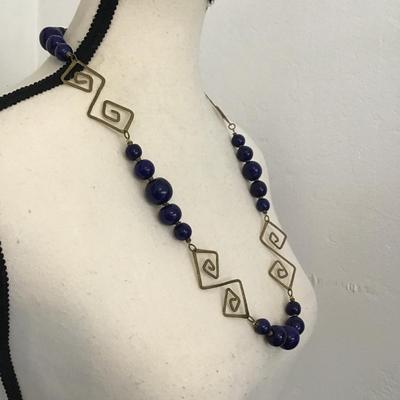 Sale Photo Thumbnail #145: Beautiful blue glass beaded vintage necklace. Please see attached photos.