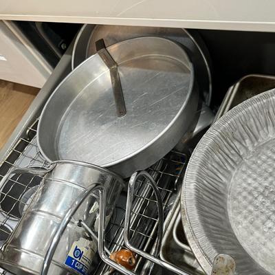 Lot 380 Drawer of Tin cook ware