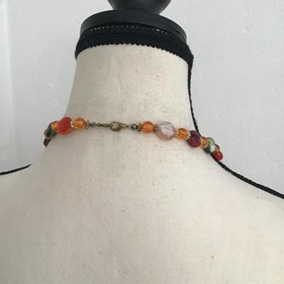 Sale Photo Thumbnail #216: Beautiful vintage, Faux beaded multicolored necklace. Please see attached photos.