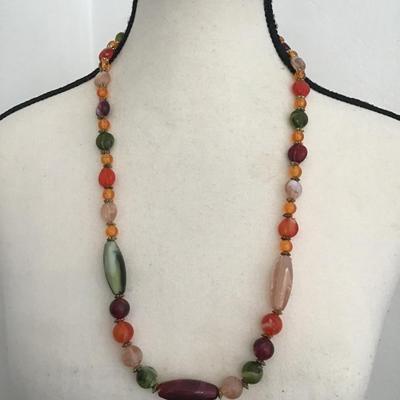 Sale Photo Thumbnail #214: Beautiful vintage, Faux beaded multicolored necklace. Please see attached photos.