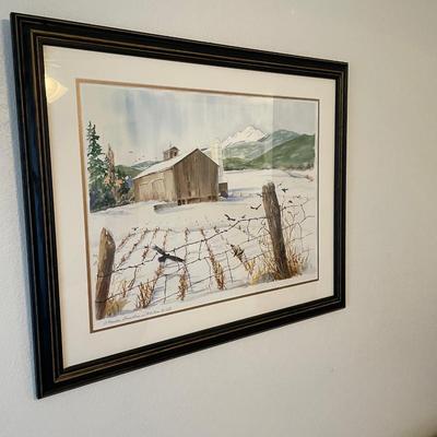 lot 408 Winter farm scene print
