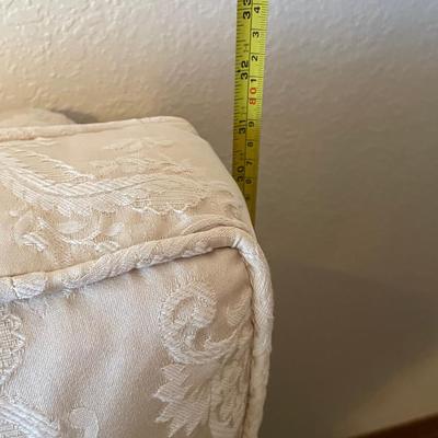 lot 411 White couch with tapestry pillows