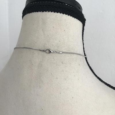Sale Photo Thumbnail #14: Very nice dainty silver tone, cherry pendant, rhinestone necklace. Please see attached photos.