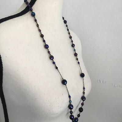 Sale Photo Thumbnail #56: Beautiful vintage, Liz Claiborne,Iradescent carnival glass beaded necklace. Please see attached photos.