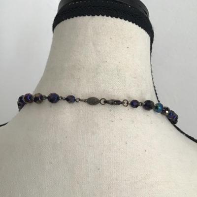 Sale Photo Thumbnail #57: Beautiful vintage, Liz Claiborne,Iradescent carnival glass beaded necklace. Please see attached photos.