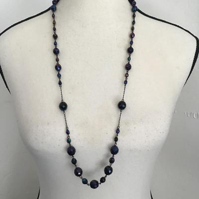 Sale Photo Thumbnail #55: Beautiful vintage, Liz Claiborne,Iradescent carnival glass beaded necklace. Please see attached photos.
