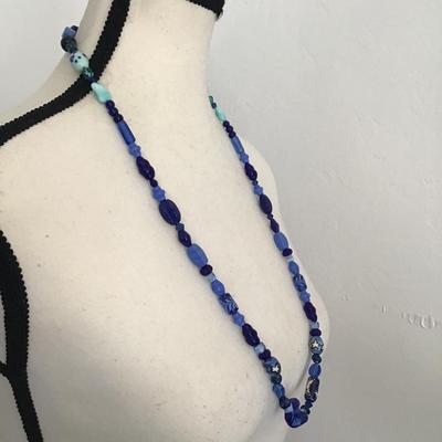 Sale Photo Thumbnail #68: Beautiful vintage blue glass beaded necklace. Please see attached photos.