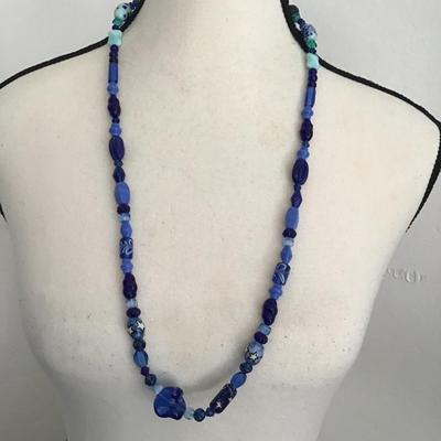 Sale Photo Thumbnail #67: Beautiful vintage blue glass beaded necklace. Please see attached photos.