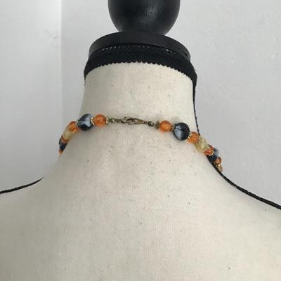 Sale Photo Thumbnail #89: Beautiful vintage, beggar bead necklace with polished natural stones. Please see attached photos.