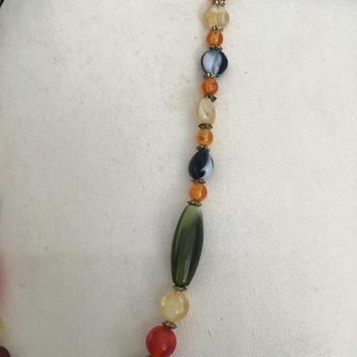 Sale Photo Thumbnail #90: Beautiful vintage, beggar bead necklace with polished natural stones. Please see attached photos.