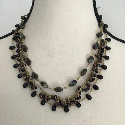 Sale Photo Thumbnail #107: Beautiful vintage, Trio strand glass beaded necklace, multicolors. Please see attached photos.
