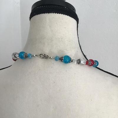 Sale Photo Thumbnail #130: Very nice red white and blue full beaded necklace. Please see attached photos.