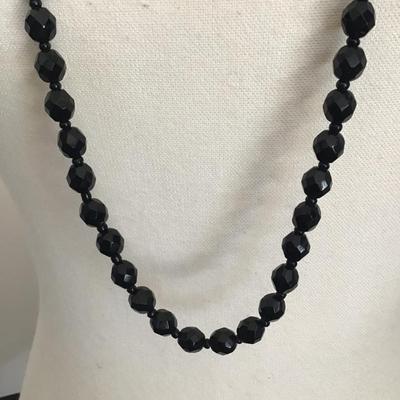 Sale Photo Thumbnail #203: Beautiful vintage black glass beaded necklace. Please see attached photos.