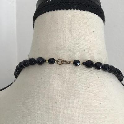 Sale Photo Thumbnail #202: Beautiful vintage black glass beaded necklace. Please see attached photos.