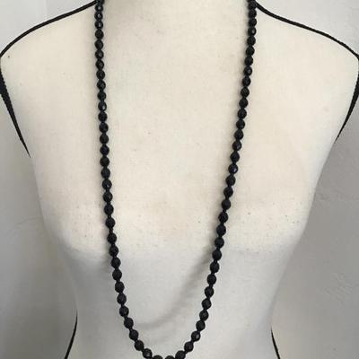 Sale Photo Thumbnail #200: Beautiful vintage black glass beaded necklace. Please see attached photos.