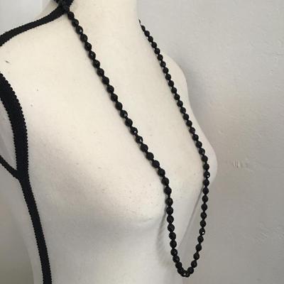Sale Photo Thumbnail #201: Beautiful vintage black glass beaded necklace. Please see attached photos.