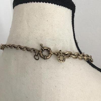 Sale Photo Thumbnail #214: Very nice jcrew tortoiseshell acrylic, chunky chain link necklace with rhinestone. Please see attached photos.