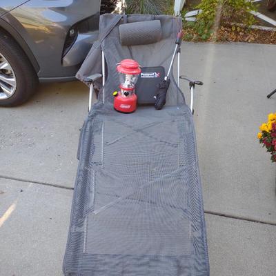 FOLDING LOUNGE CHAIR, LANTERN AND MORE