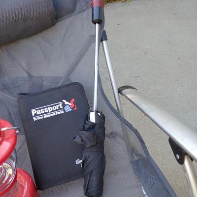 FOLDING LOUNGE CHAIR, LANTERN AND MORE