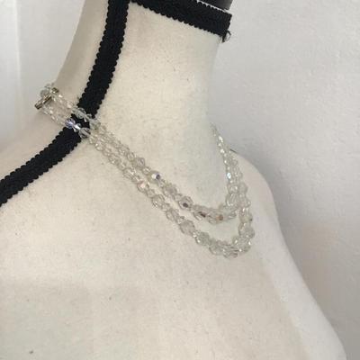 Sale Photo Thumbnail #81: Beautiful vintage, aurora borealis, Krystal double strand necklace. Please see attached photos.