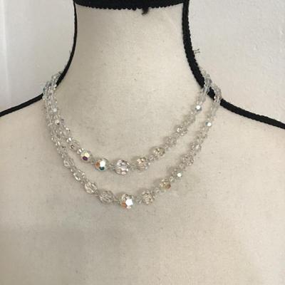 Sale Photo Thumbnail #80: Beautiful vintage, aurora borealis, Krystal double strand necklace. Please see attached photos.