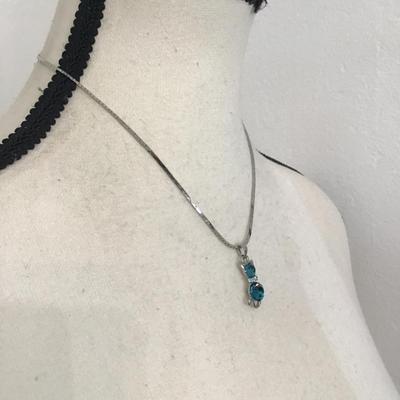 Sale Photo Thumbnail #90: Very nice Silvertone necklace with blue rhinestone cat pendant. Please see attached photos.
