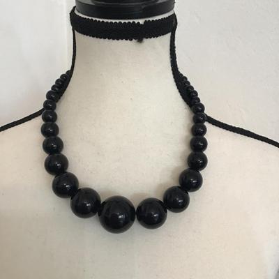 Sale Photo Thumbnail #115: Beautiful chunky black beaded choker style necklace. Please see attached photos.
