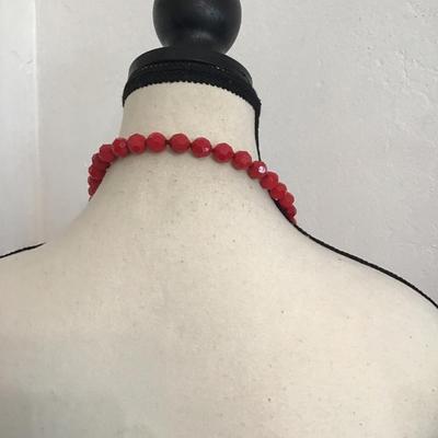 Sale Photo Thumbnail #124: Vintage red faceted beaded necklace. Please see attached photos.