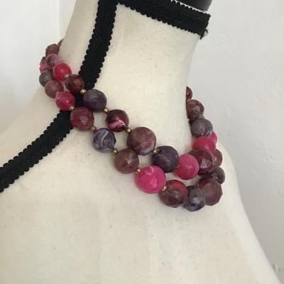 Sale Photo Thumbnail #128: Beautiful, vintage, multi strand, faceted, purple, and pink beads. Please see attached photos.
