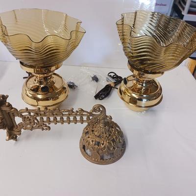 2 MATCHING LAMPS AND A LAMP MOUNT/HOLDER
