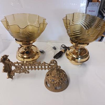 2 MATCHING LAMPS AND A LAMP MOUNT/HOLDER