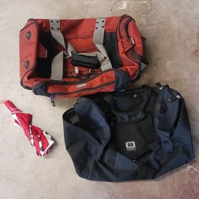 SAMSONITE AND ANOTHER SOFT SIDED BAG PLUS AN UMBRELLA