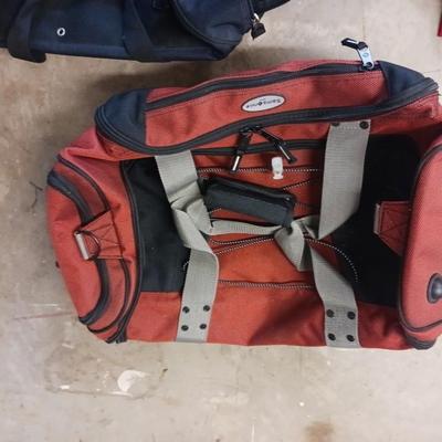 SAMSONITE AND ANOTHER SOFT SIDED BAG PLUS AN UMBRELLA