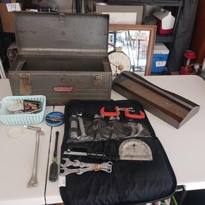 TOOL BOX AND VARIOUS HAND TOOLS
