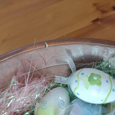 EASTER EGGS IN A LARGE CLAY BOWL