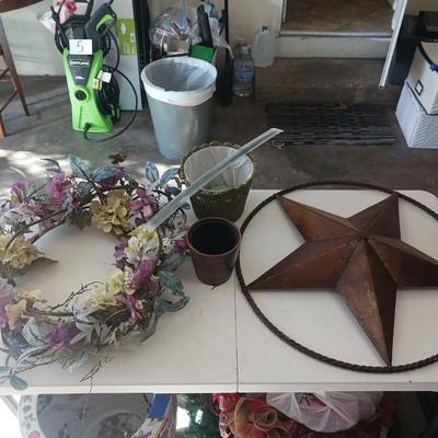 METAL TEXAS STAR, FAUX FLOWER WREATH AND MORE