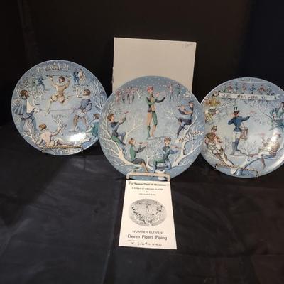TWELVE DAYS OF CHRISTMAS COLLECTORS PLATES BY HAVILAND (10, 11 & 12)