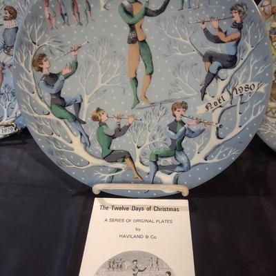 TWELVE DAYS OF CHRISTMAS COLLECTORS PLATES BY HAVILAND (10, 11 & 12)