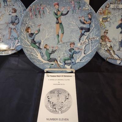 TWELVE DAYS OF CHRISTMAS COLLECTORS PLATES BY HAVILAND (10, 11 & 12)