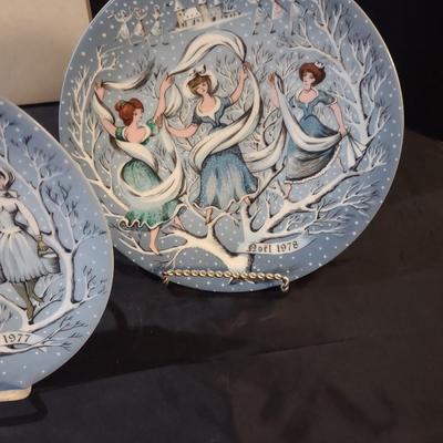 TWELVE DAYS OF CHRISTMAS COLLECTOR'S PLATES BY HAVILAND (7, 8 & 9)