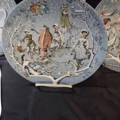 TWELVE DAYS OF CHRISTMAS COLLECTOR'S PLATES BY HAVILAND (7, 8 & 9)