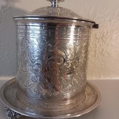 SILVER PLATED ENGLISH BISCUIT BOX